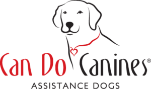 a black dog with red collar logo